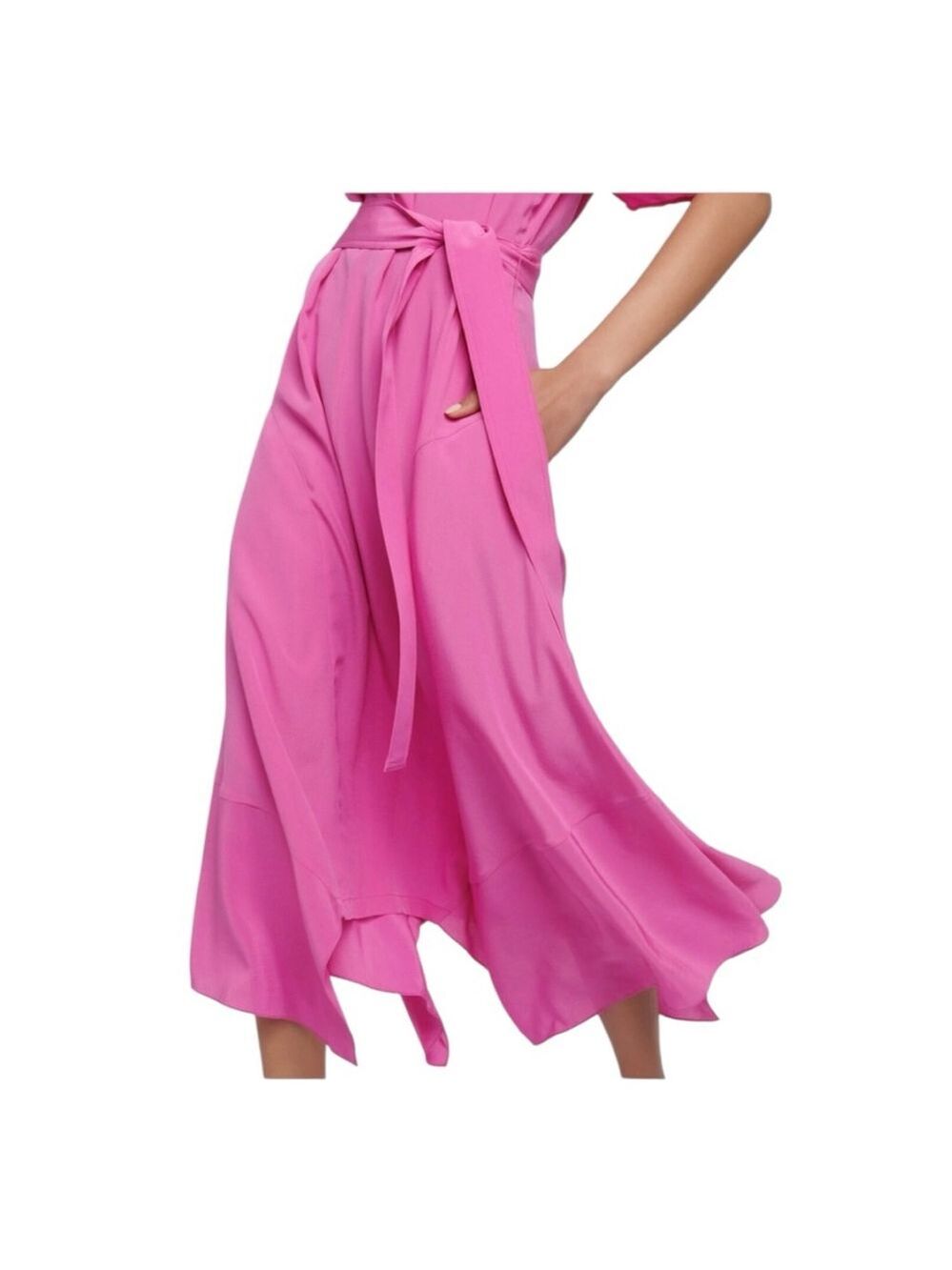 Stella McCartney Pink Asymmetrical Silk Midi Dress Size 4 (42) - Picture 3 of 11